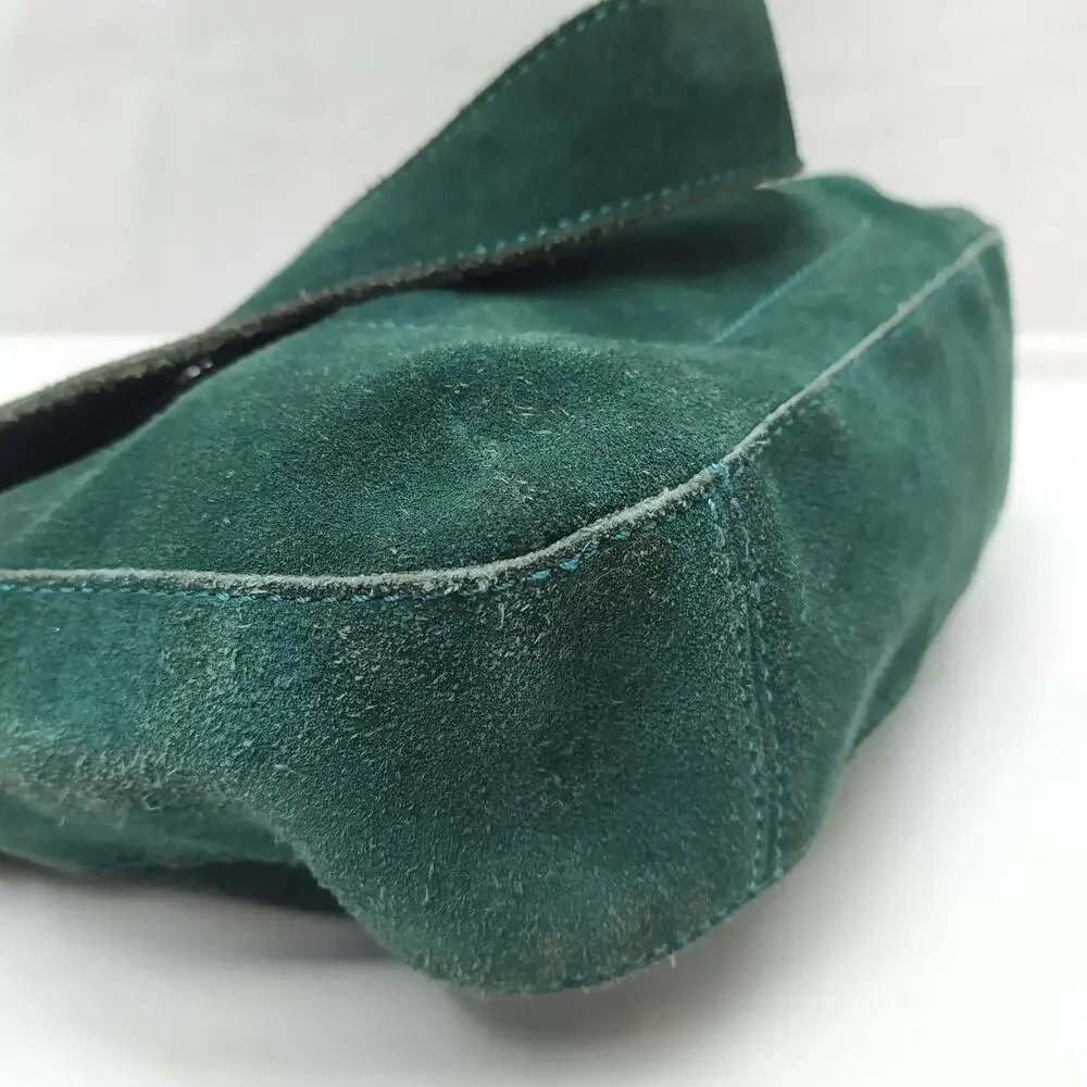 Marc Jacobs Green Suede Front Pocket Zipper Closure Small Hobo Shoulder Bag